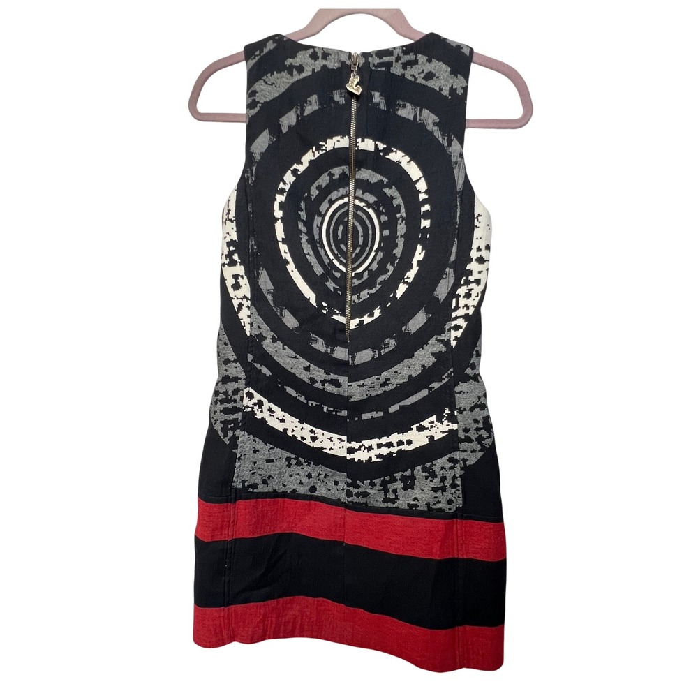 Desigual Womens Dress Graphic Circle 38 Black Red Shift Mini Y2K